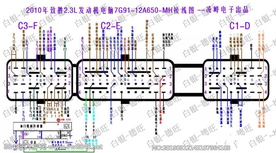 2010年致胜2.3L发动机电脑7G91-12A650-MH接线图32-48-32